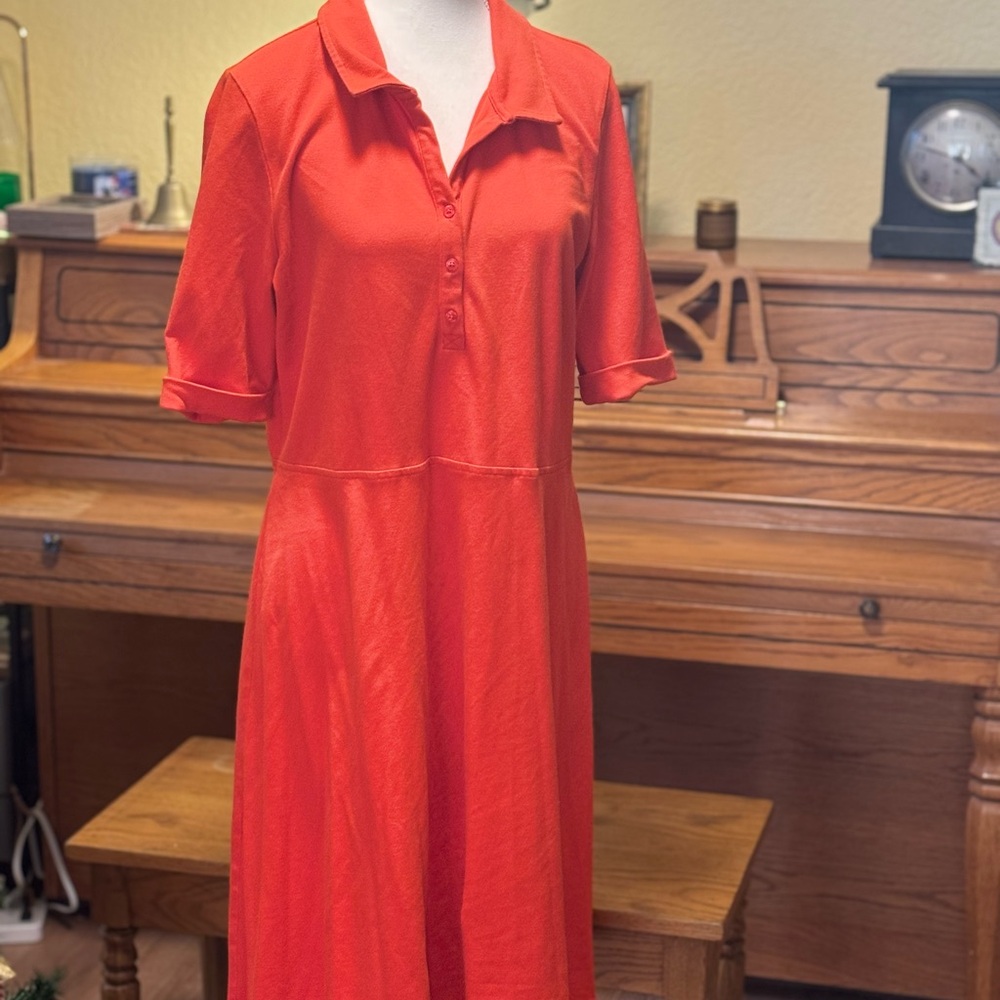 Lands' End Vibrant Red Midi Dress